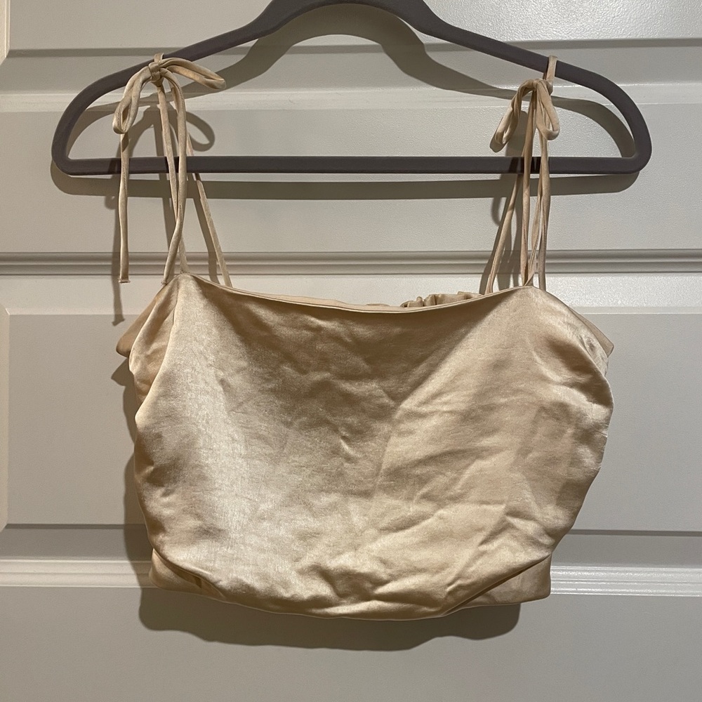 Zara, satin champagne colored top, size M